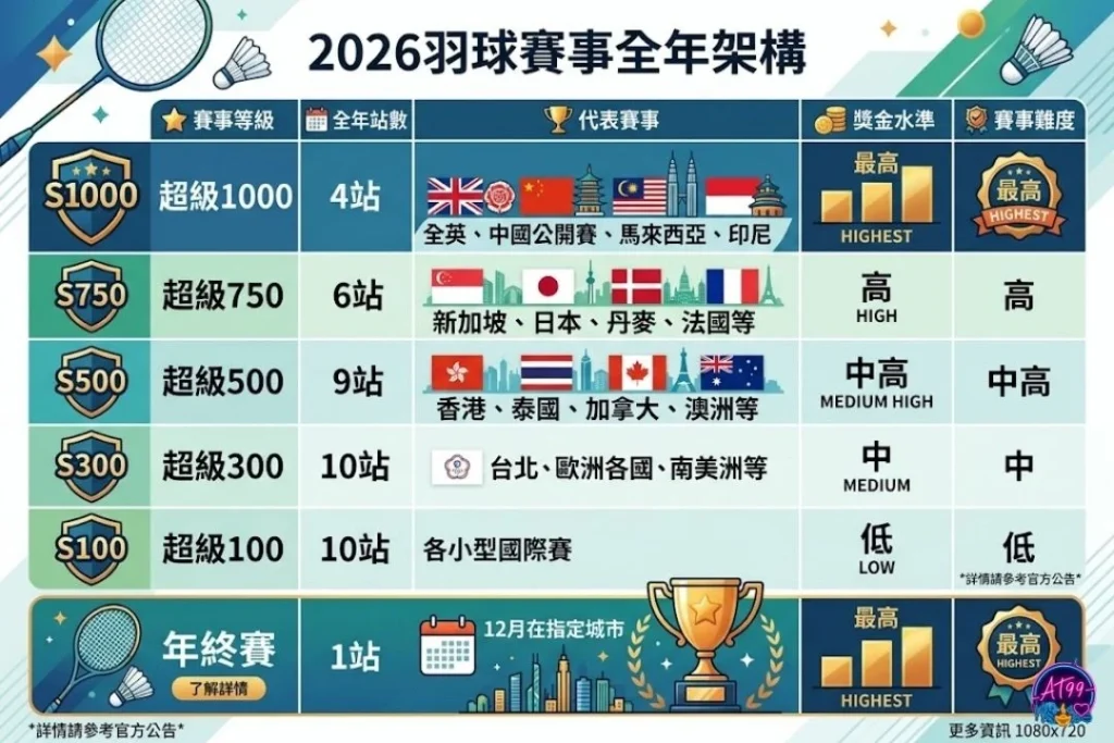 2026BWF巡迴賽分級制度