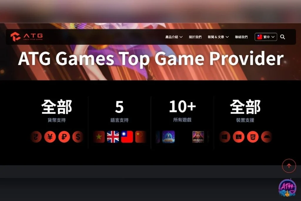 ATG電子推薦官方旗艦系統大廳，展示ATG Games Top Game Provider視覺標識、全系列熱門機台與多樣化電子拉霸種類。