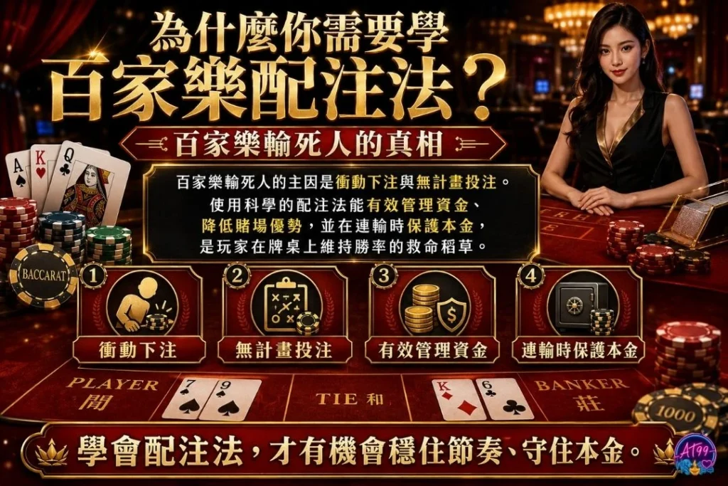 為什麼你需要學百家樂配注法之資金控管、降低風險、提高勝率與規避輸死人危機。