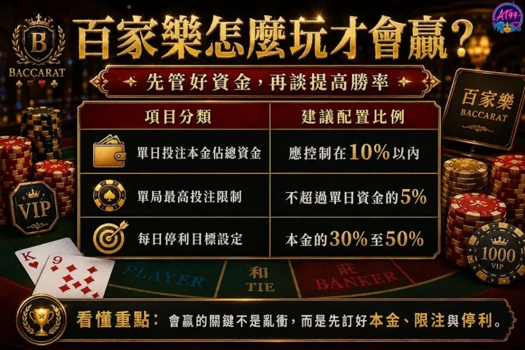 百家樂怎麼玩才會贏的風控指南,包含停損停利設定與正確的百家樂心態。